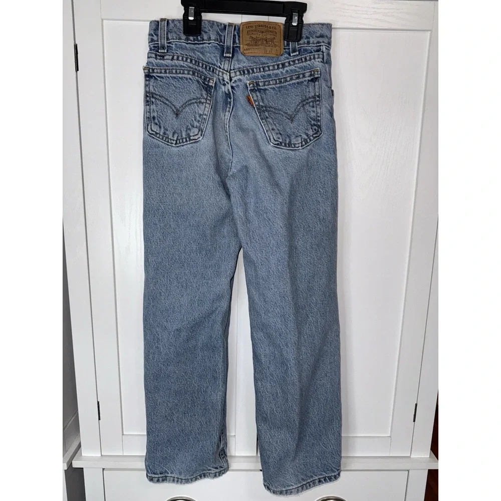 Vintage 1997 Levi's 550 Relaxed Fit Jeans Light Wash Orange Tab Boys Size 10